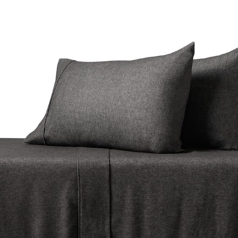 Maison d'Or Cotton Twill Flannelette Sheet Set Grey Queen, , hi-res