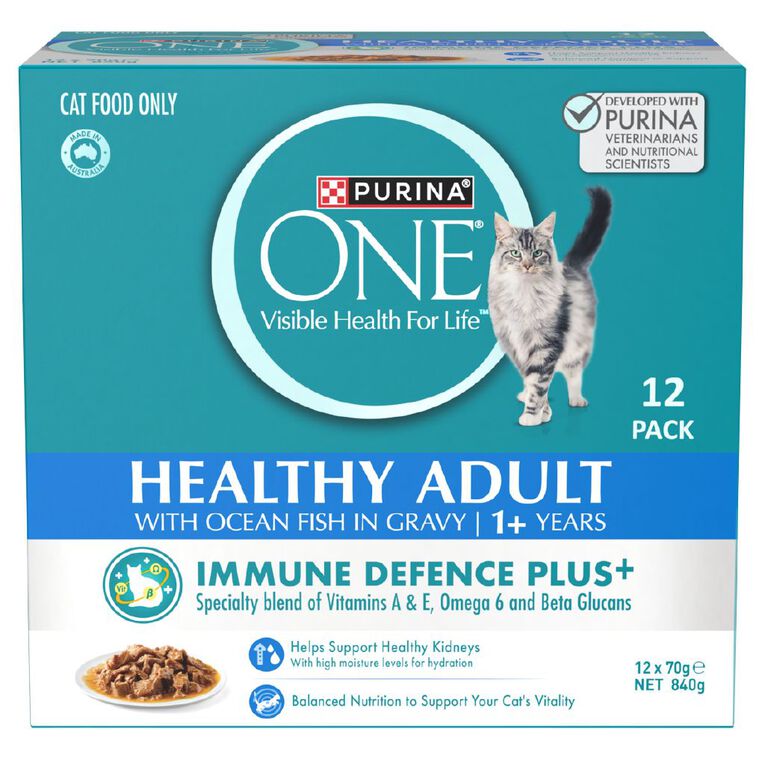 PURINA ONE Healthy Adult with Ocean Fish in Gravy Wet Cat Food 12