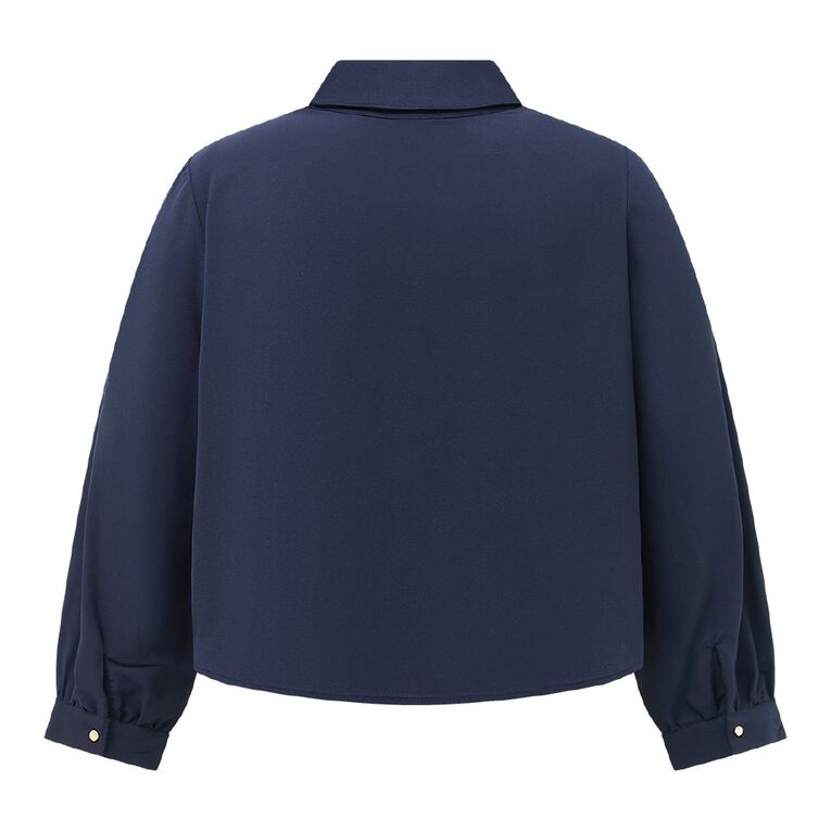 H&H Curve Women's Long Sleeve V-Neck Shirt, Navy, hi-res