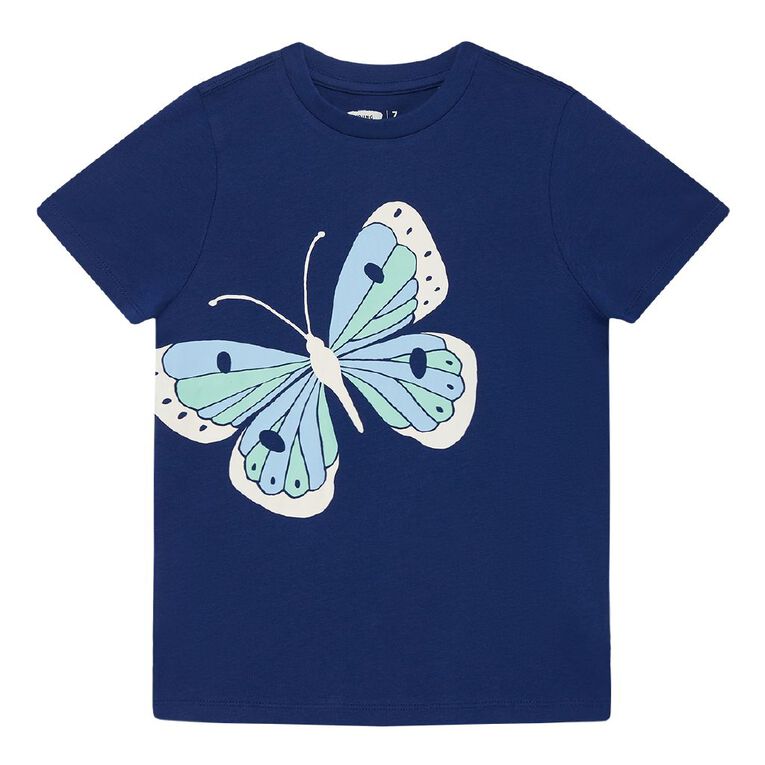 Young Original Short Sleeve Print Tee, Blue Dark BUTTERFLY, hi-res
