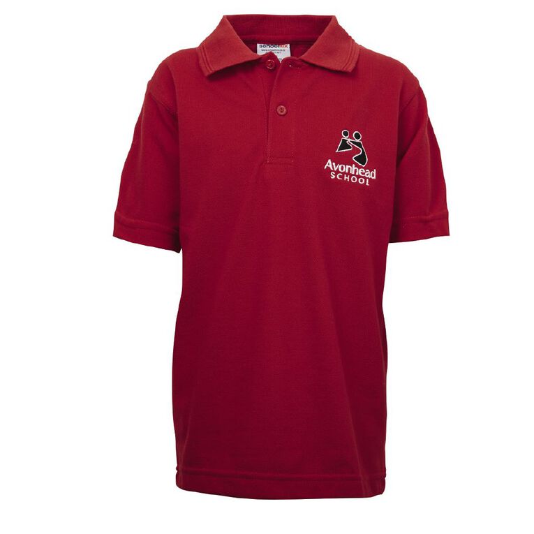 Schooltex Avonhead Short Sleeve Polo with Embroidery, Red Mid, hi-res