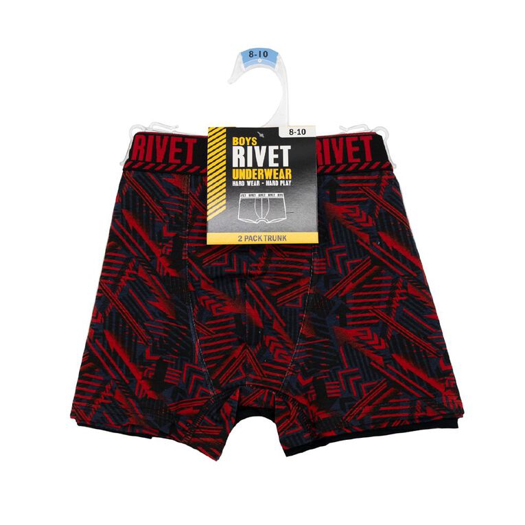 Rivet Boys' Trunks 2 Pack, Red, hi-res