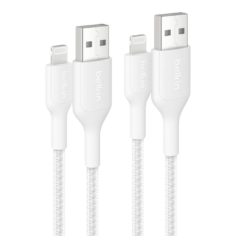 Belkin USB-A to Lightning Boostcharge Braided Cable 2M - White White, , hi-res