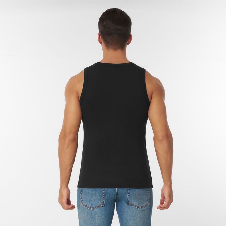 H&H Men's Plain Singlet, Black, hi-res