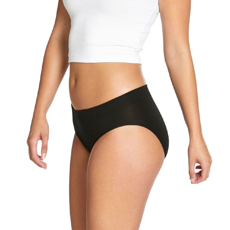 Love Luna Women's Seamfree Period Bikini Briefs, Black, hi-res