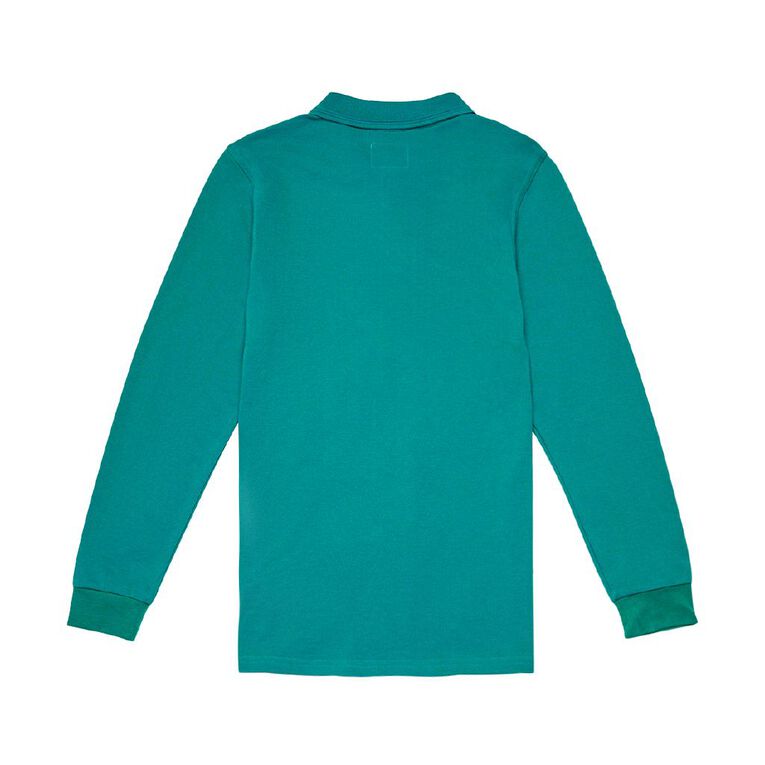Schooltex Sumner School Long Sleeve Polo with Badge, Jade, hi-res