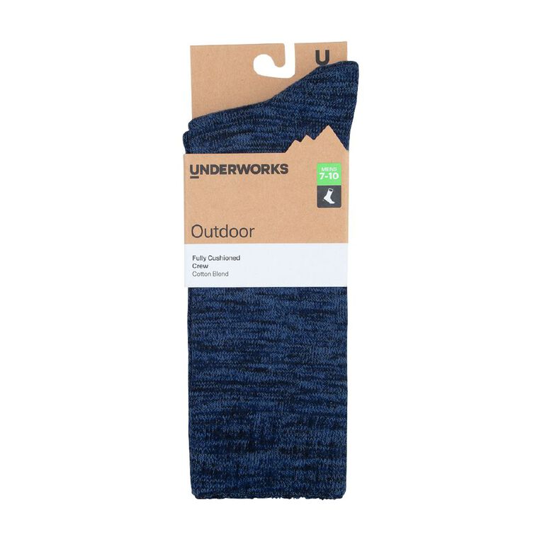 Underworks Men's Outdoor Crew Socks 1 Pack, Navy, hi-res