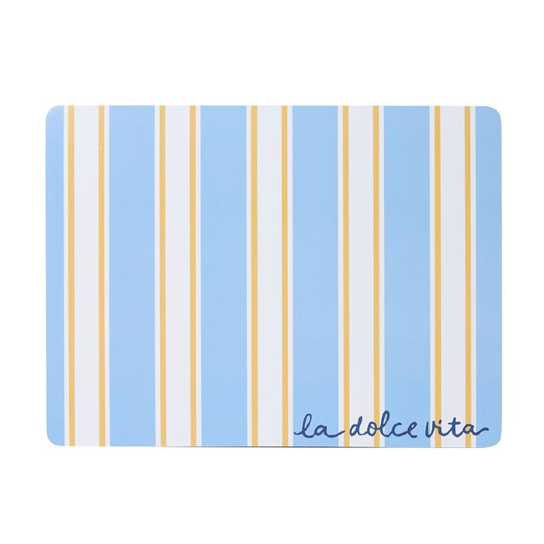Living & Co La Dolce Summer Stripe Placemate Blue/White 30cm x 40cm, , hi-res