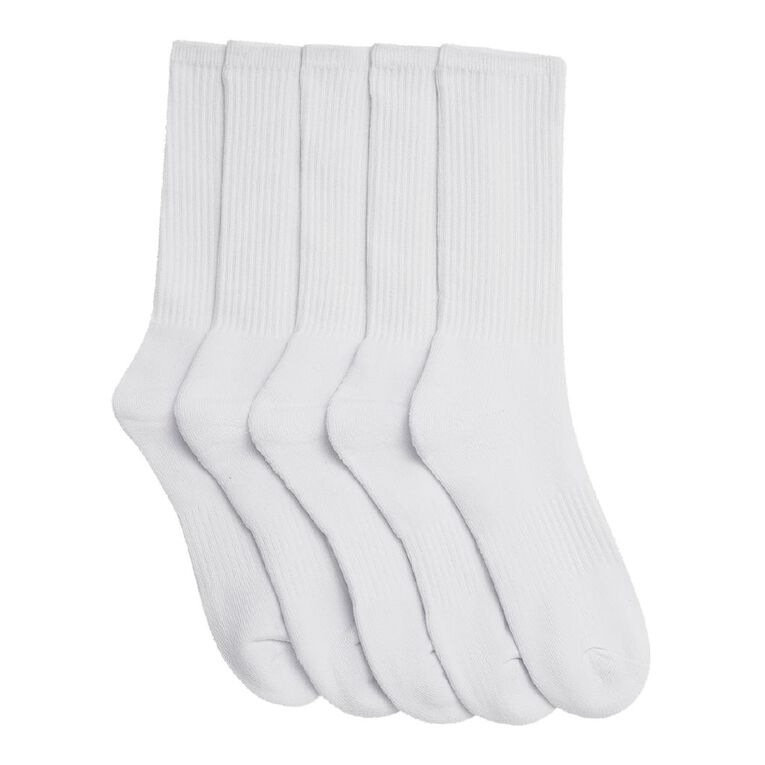 Active Intent Men's Cushioned Crew Socks 5 Pack, White, hi-res