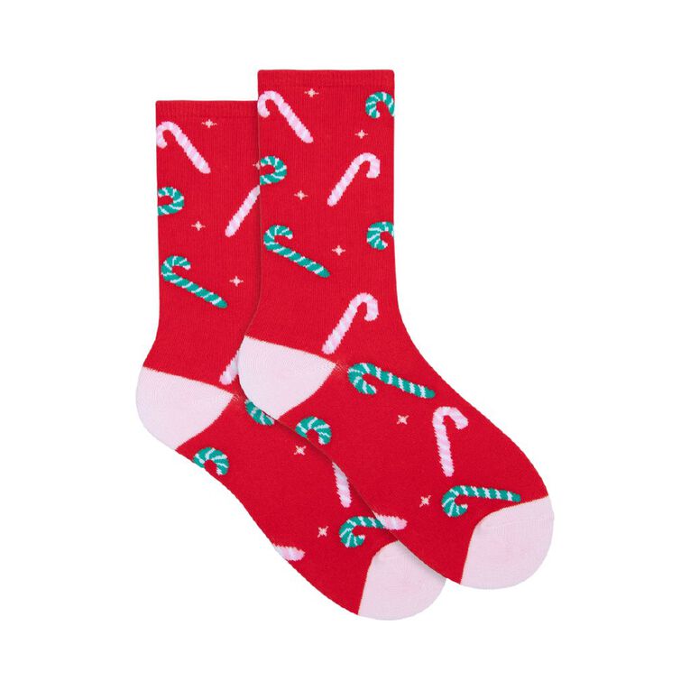 Underworks Christmas Socks 1 Pack, Red, hi-res