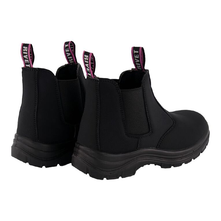 Rivet Women's Olive Steel Toe Work Boots Black/Pink The Warehouse