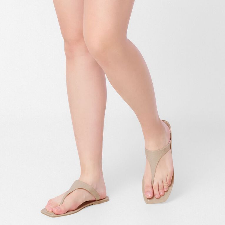 H&H Women's Pearly T Bar Slides, Cream, hi-res