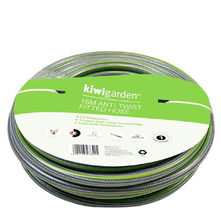 Kiwi Garden Anti Twist Hose 15m, , hi-res