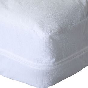 Living & Co Mattress Protector Terry Full Cover White King Single