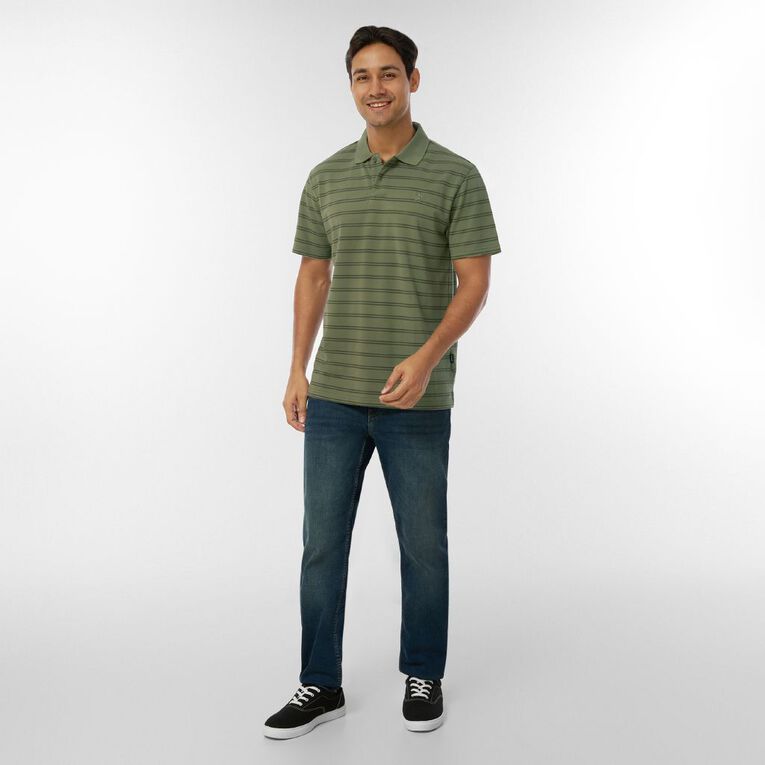 H&H Men's Stripe Polo, Green Mid, hi-res