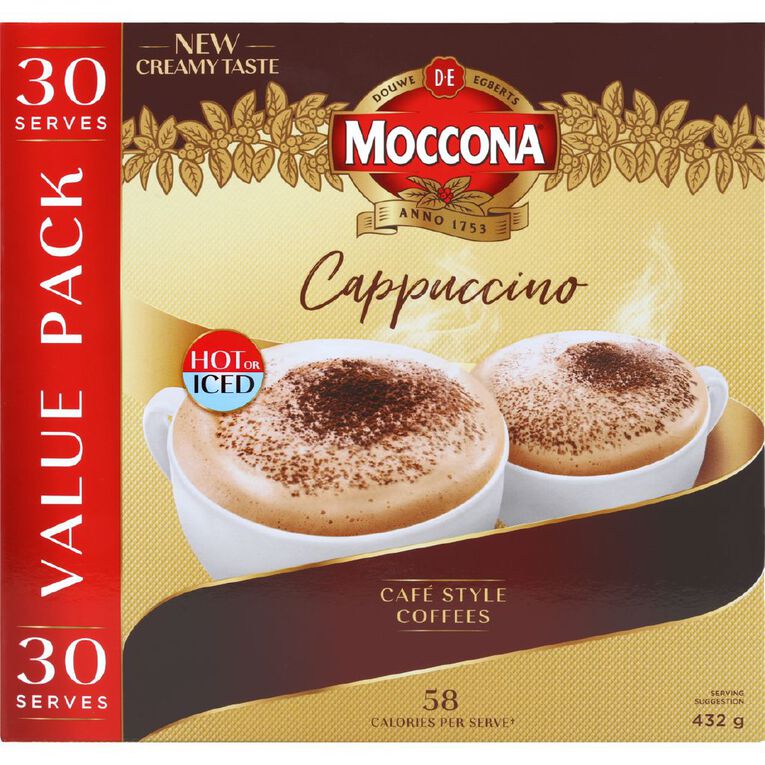 Moccona Cafe Style Cappuccino Coffee Sachets 30 Pack, , hi-res