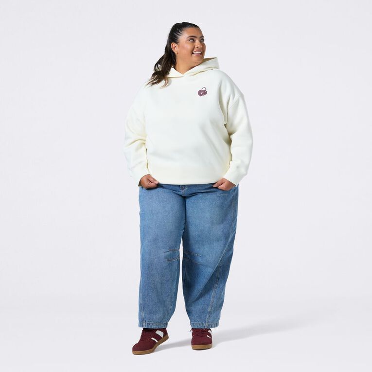 H&H Curve Women's Graphic Hoodie, Cream, hi-res