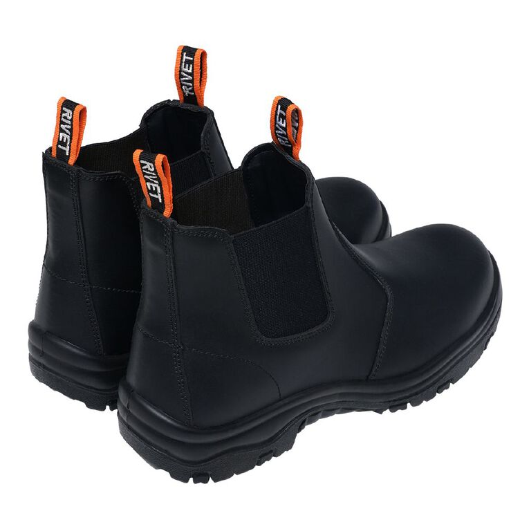 Rivet Men's Omgee Slip On Steel Toe Work Boots, Black/Orange, hi-res