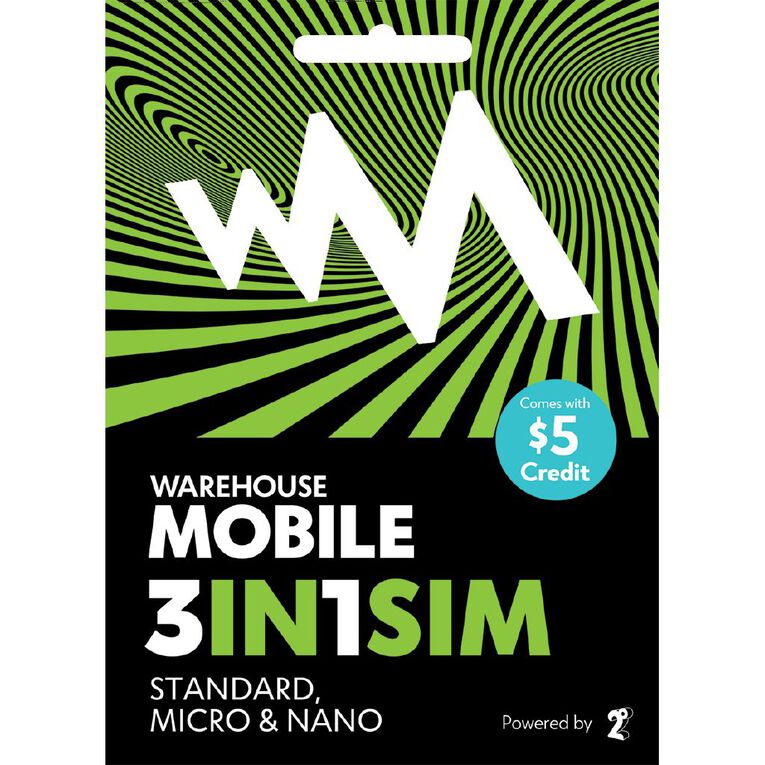Warehouse Mobile Multi SIM with $5 credit, , hi-res