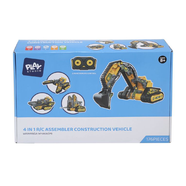 Play Studio 4-in-1 R/C Assembler Construction Vehicle 176 Pieces, , hi-res