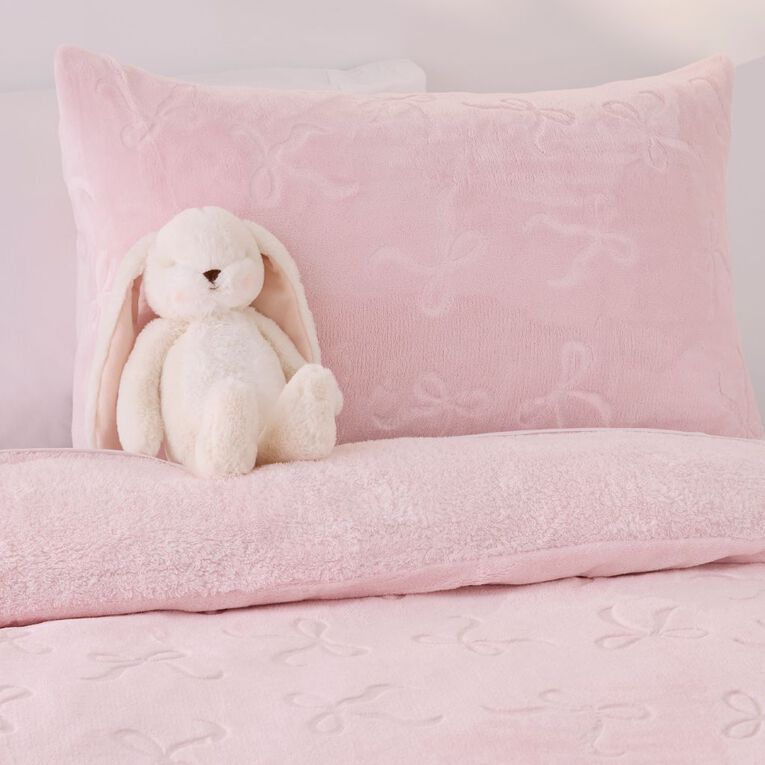 Living & Co Kids Duvet Cover Set Plush Embossed Pink Single, , hi-res