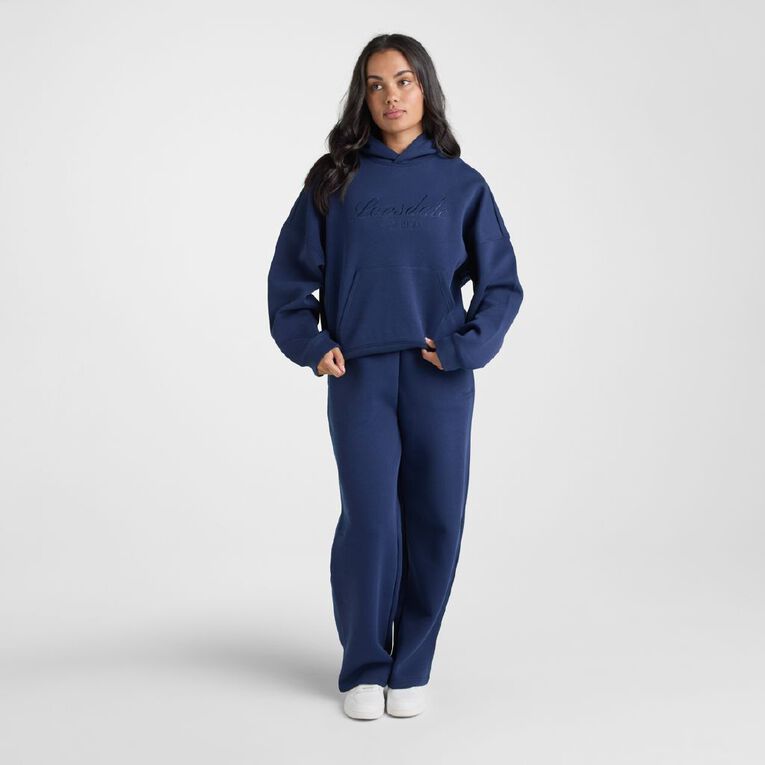 Lonsdale Women's Boxy Hoodie Sweatshirt, Blue Dark, hi-res