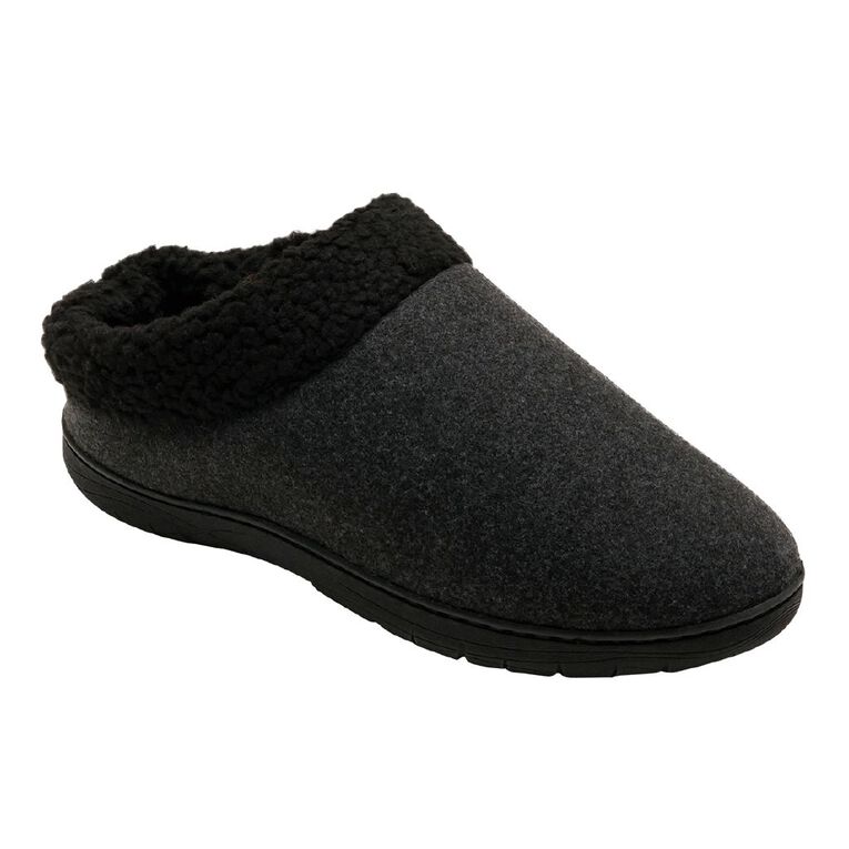 H&H Men's Memory Foam Scuff Slippers, Black, hi-res