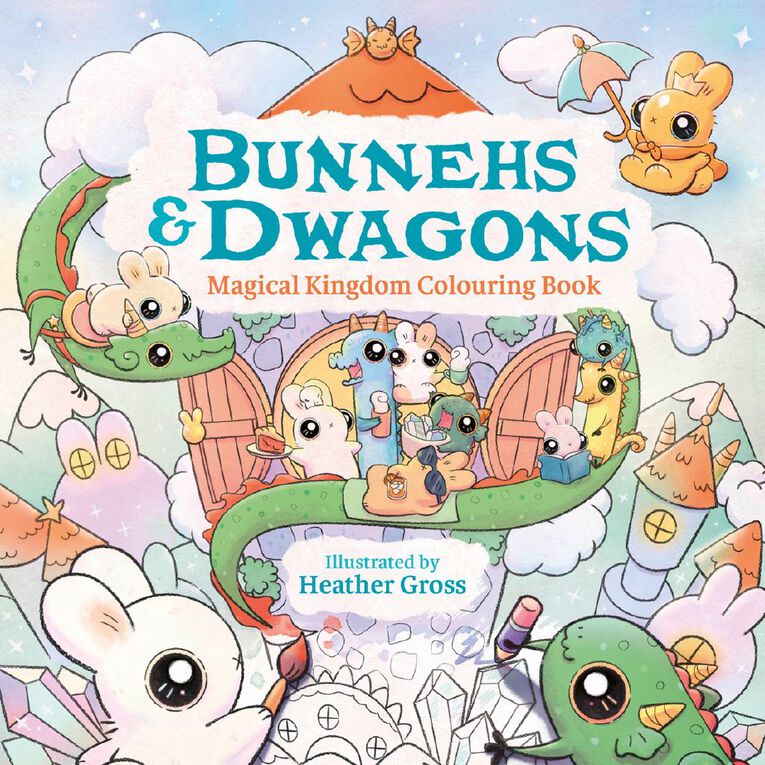 Bunnehs And Dwagons: Magical Kingdoms Cosy Colouring by Heather Gross, , hi-res