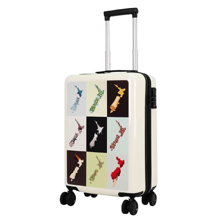 Glenn Jones 56cm Hard side Carry On Suitcase New Zealand Maps, , hi-res