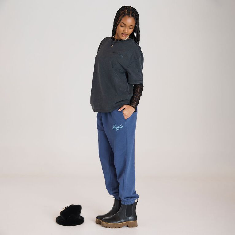 BRDRLESS Graphic Trackpant, Blue Dark, hi-res