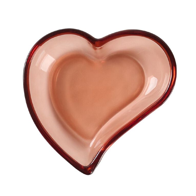Living & Co Glass Heart Trinket Tray Red, , hi-res