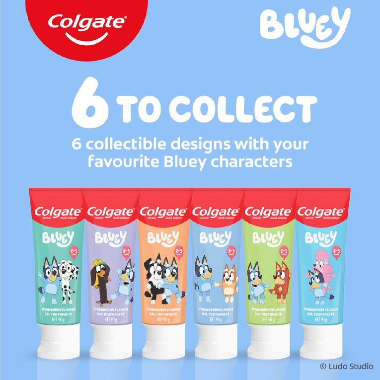 Colgate Kids' Junior Bluey Toothpaste Strawberry Gel 90g, , hi-res