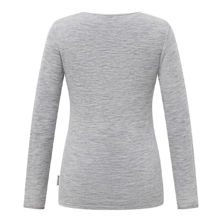 H&H Women's Merino Thermal Long Sleeve Top, Grey Marle, hi-res
