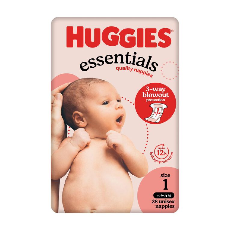 Huggies Essential Nappy Size 1 up to 5kg 28 Pack, , hi-res