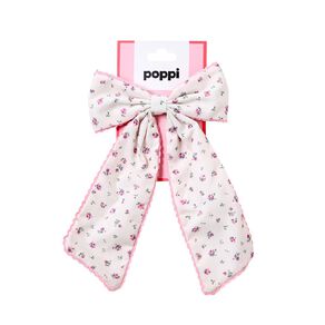 poppi bow hair clip flowers pink 1 each