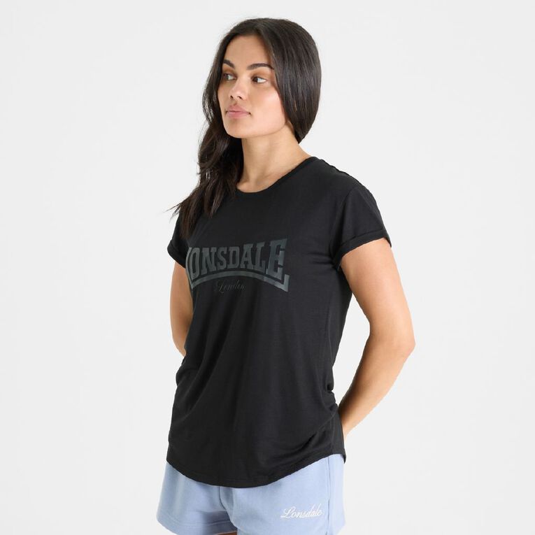 Lonsdale Women's Malden Tee, Black, hi-res