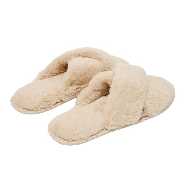 H&H Women's Crossover Slippers, Cream, hi-res