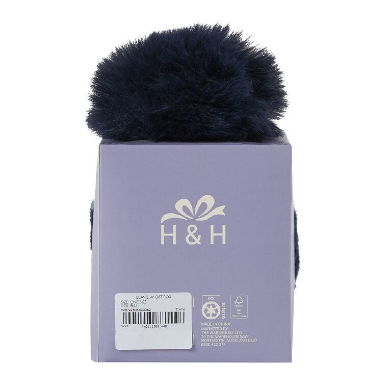 H&H Women's Beanie In A Box, Blue Dark, hi-res