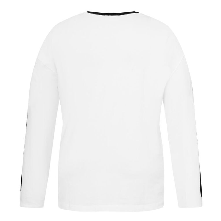 H&H Curve Women's Long Sleeve Oversized Graphic Tee, White, hi-res