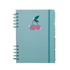 Uniti Clubhouse Hardcover Notebook With Tabs Cherry Green Light