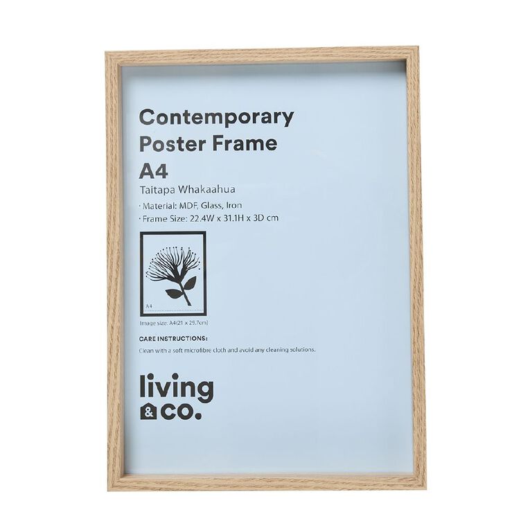 Living & Co Contemporary Poster Frame Natural A4, , hi-res