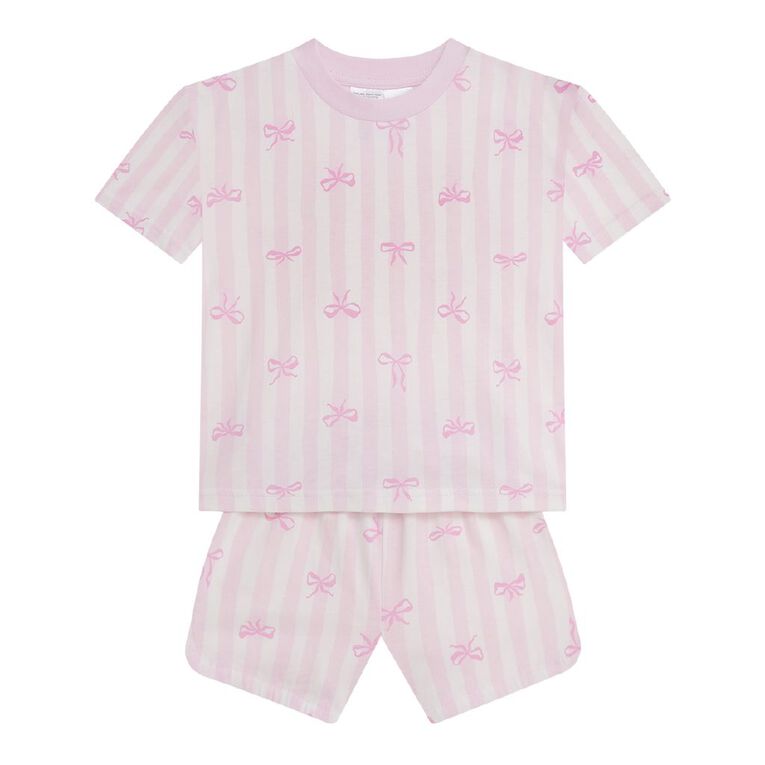 H&H Girls' Tee and Shorts Pyjama Set 2 Pack, Purple Mid, hi-res