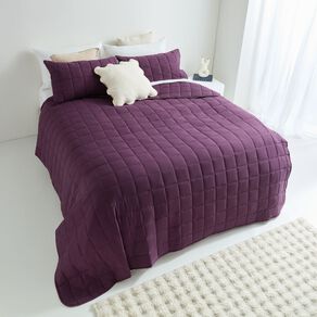 Living & Co Microfibre 3 Piece Comforter Set Plum Queen