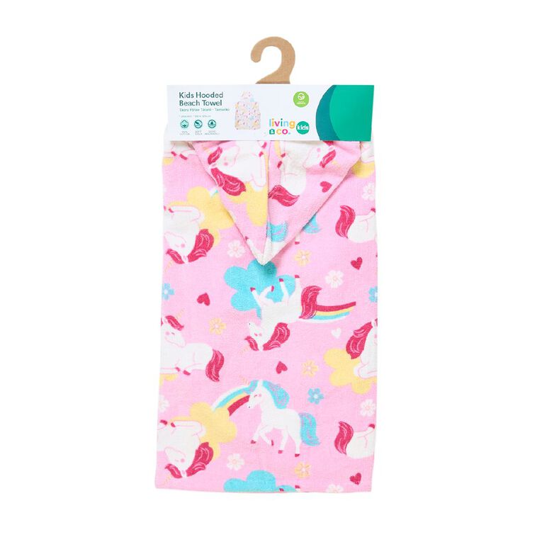 Living & Co Kids Hooded Towel Unicorn 60cm x 120cm, , hi-res