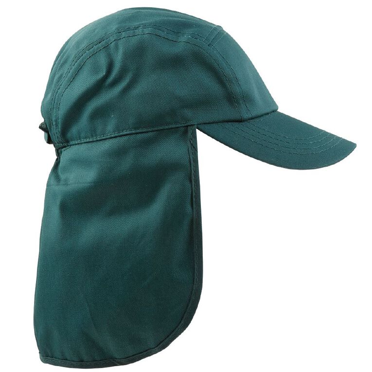 Schooltex Kids' Drill Flap Cap, Bottle Green, hi-res