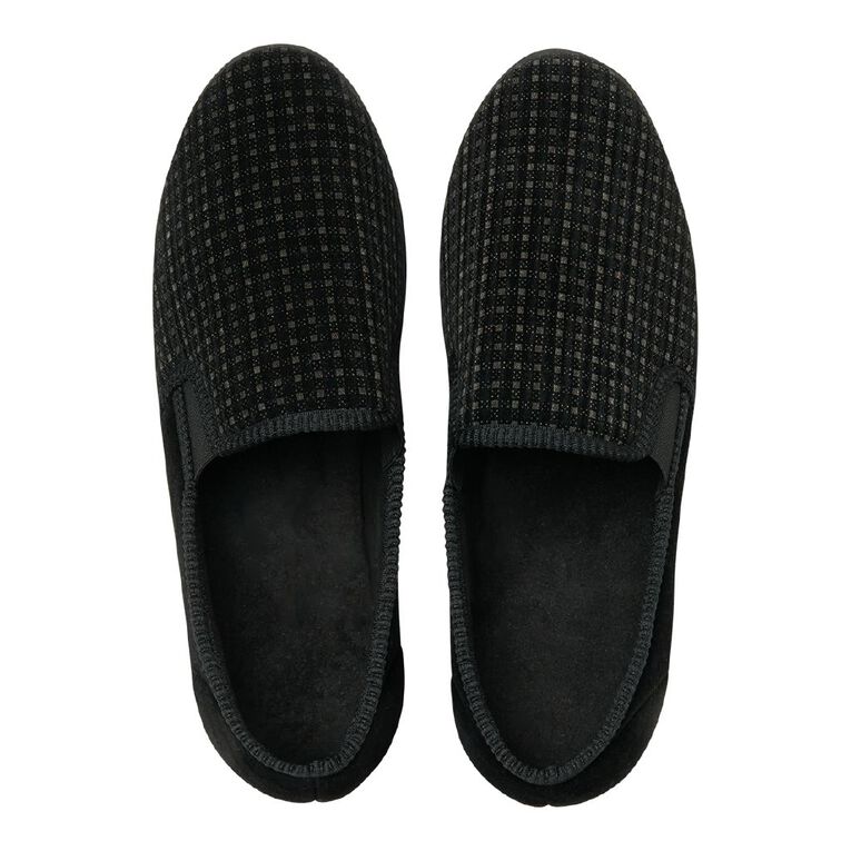 H&H Men's Edgar Memory Foam Closed Back Slippers, Black, hi-res