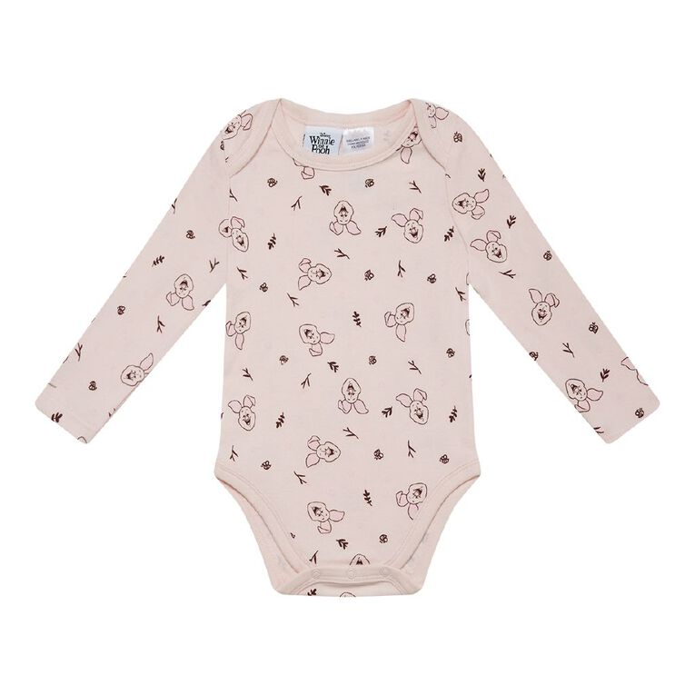 Winnie the Pooh Babies' Long Sleeve Printed Bodysuit 3 Pack, Yellow Light, hi-res
