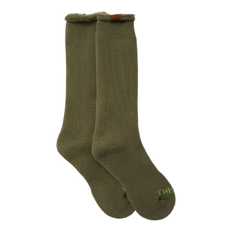 Back Country Adults' Brushed Thermal Socks 1 Pack, Green Mid, hi-res