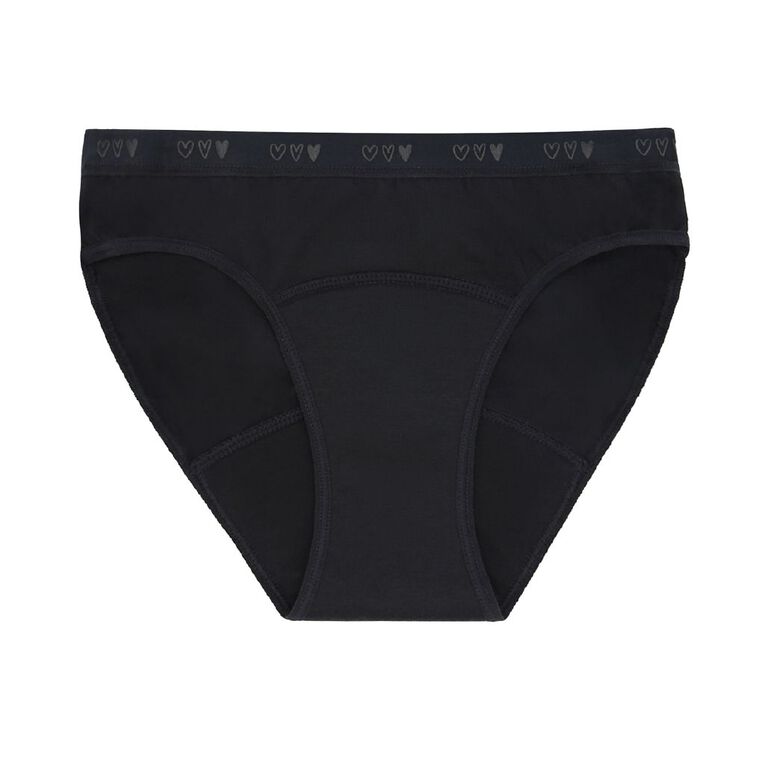 Love Luna Teen First Period Bikini Briefs 2 Pack, Black/Blue, hi-res