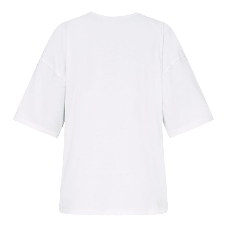 H&H Women's Short Sleeve Boyfriend Graphic Tee, White SOHO, hi-res